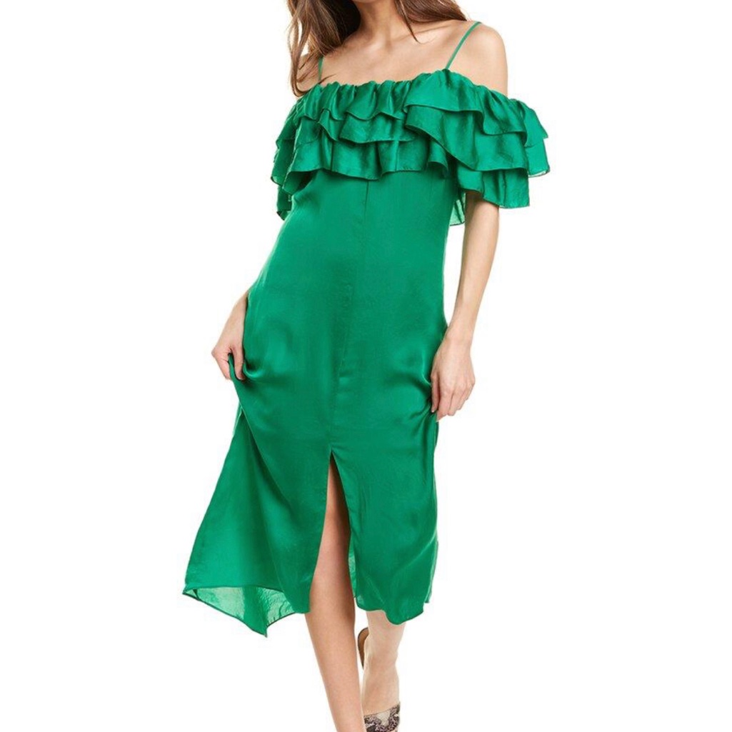 Maje Green Satin Dress